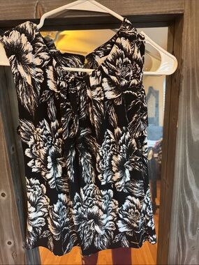 Calvin Klein Black & White Floral Sleeveless Dress Top -  Women